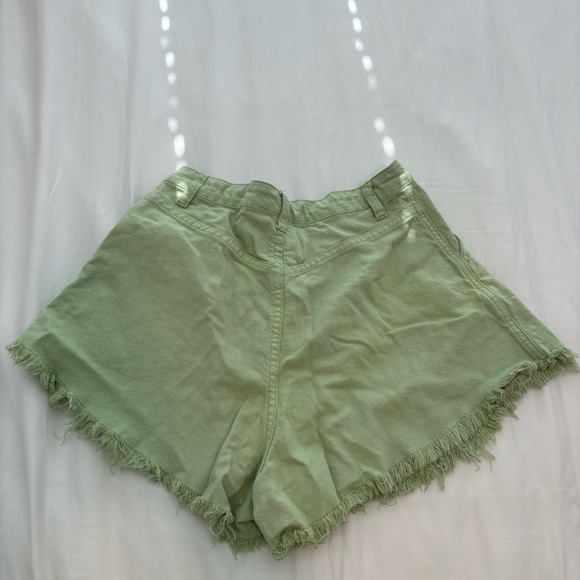 Green Denim Shorts - Picture 2 of 3